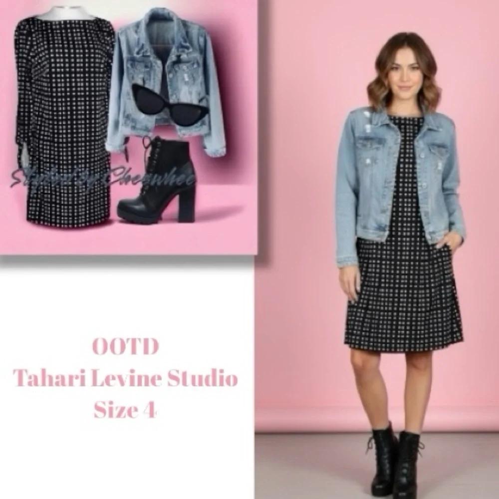 TAHARI ASL Dress Black & White Polka Dot Shift Chic Versatile Women’s Size 4 - Picture 9 of 16